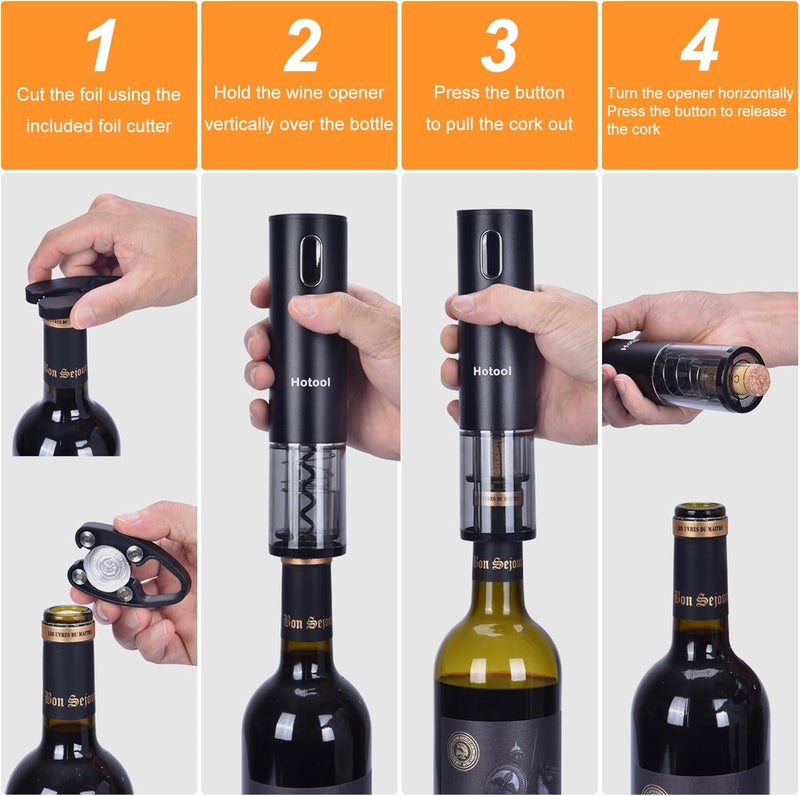 HOWTOOL Electric Wine Opener Set with Base – Rechargeable Wine Bottle Opener with Foil Cutter, Wine Aerator and Wine Stoppers – Wine Accessories Gift for Wine Lovers - Image 2